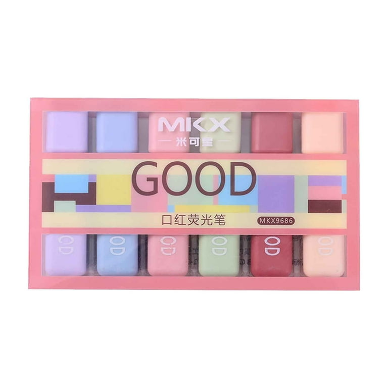 Highlighter Marker Pen Set 6 Soft Fluorescent Colors | Pack of 6 | Water-Based Ink | 10ML Each | Smooth Quick-Dry, No Smudge | For Office, Adult Notes, Planning, Journals, Organization