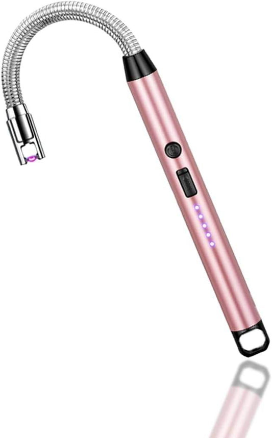 360° Outdoor Kitchen USB Rechargeable Arc Lighter – Flexible Neck, Safety Lock, Windproof & Eco-Friendly Design- Random color