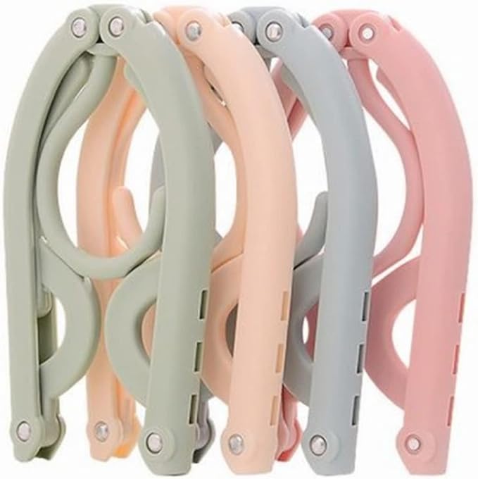 Portable Folding Clothes Hangers with Slots – Pack of 10 Durable Travel-Friendly Hangers. ( Random Colour )