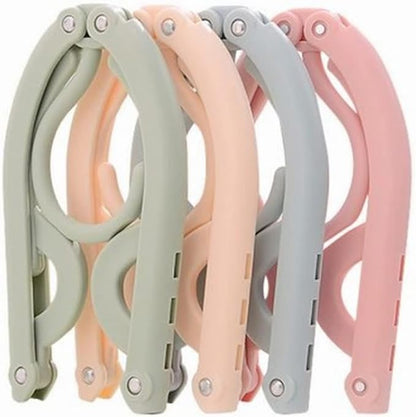Portable Folding Clothes Hangers with Slots – Pack of 10 Durable Travel-Friendly Hangers. ( Random Colour )