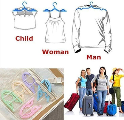 Portable Folding Clothes Hangers with Slots – Pack of 10 Durable Travel-Friendly Hangers. ( Random Colour )