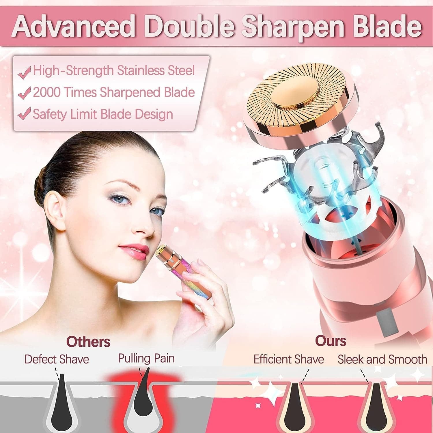 2 In 1 Electric Eyebrow Trimmer And Shaver | Flawless Hair Remover For Women | Painless Facial Hair Removal Device | Rechargeable Eyebrow Trimming Machine