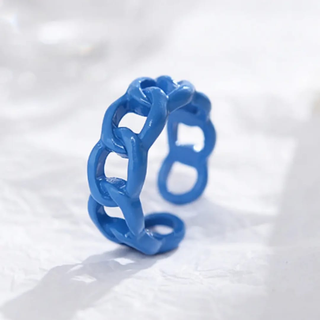 BRJ-180 Metal Funky Korean Rings –Blue